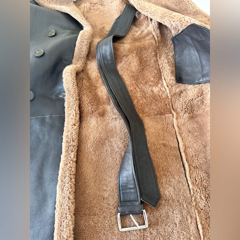 Drejani Genuine Lambskin Shearling Coat • Brown & Camel - Picture 17 of 17
